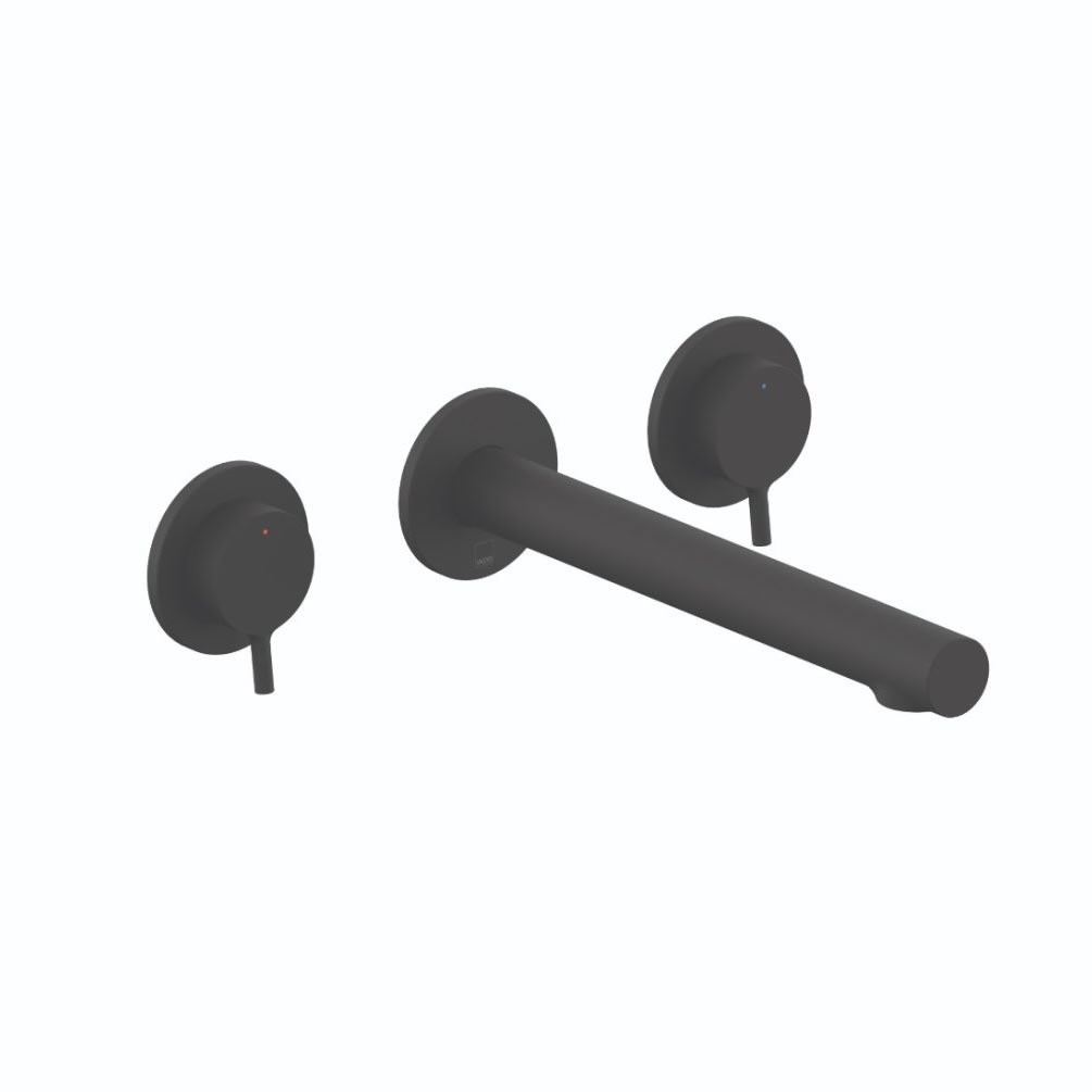 Vado Safari Lever Matt Black 3 Tap Hole Wall Mounted Basin Mixer